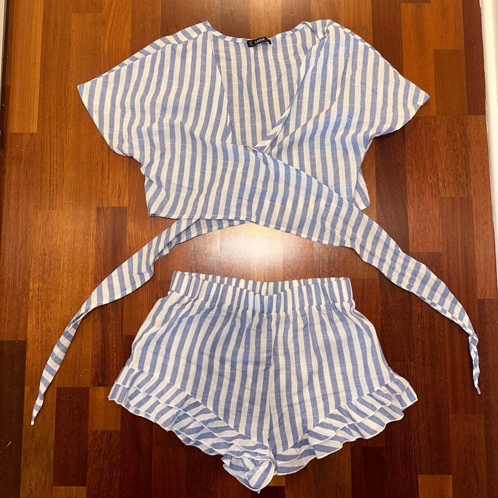 Two piece striped shorts set